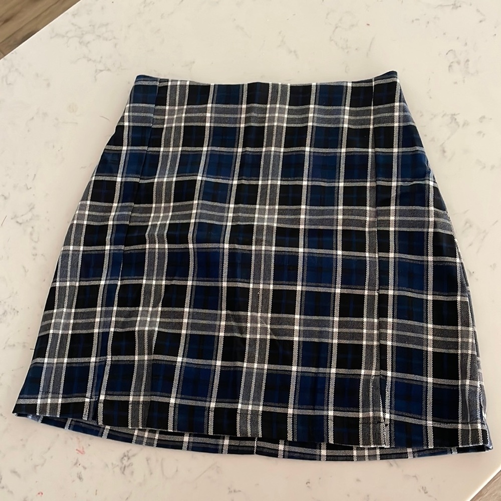 High-Waist Plaid School Skirt